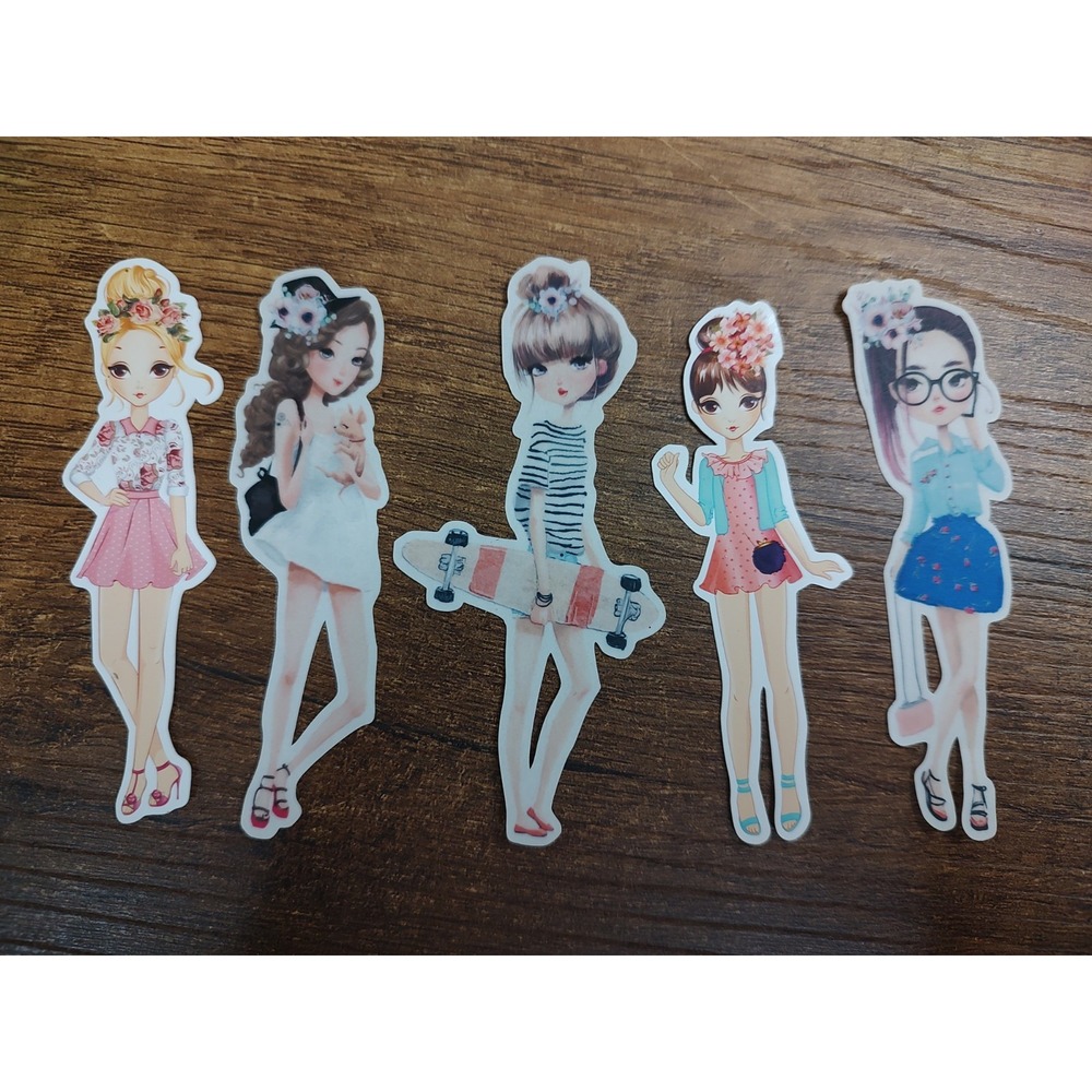 Modern Girl Sticker Die Cut Lot Of 5 Scrapbook Card Making Embellishments S253